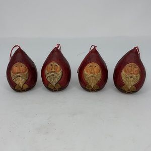 Santa Faces Oval Shape Porcelain Ornaments
